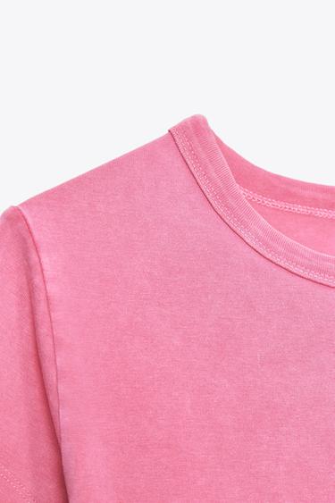 WASHED-EFFECT RHINESTONE T-SHIRT - Pink by Zara - Image 8
