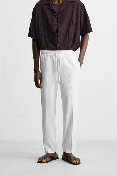 COMFORT FIT JOGGER WAIST TROUSERS - Oyster-white by Zara
