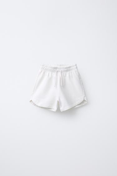 Zara BASIC PLUSH SHORTS - Ecru