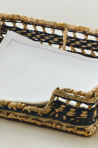 SQUARE SEAGRASS NAPKIN HOLDER - Blue by Zara