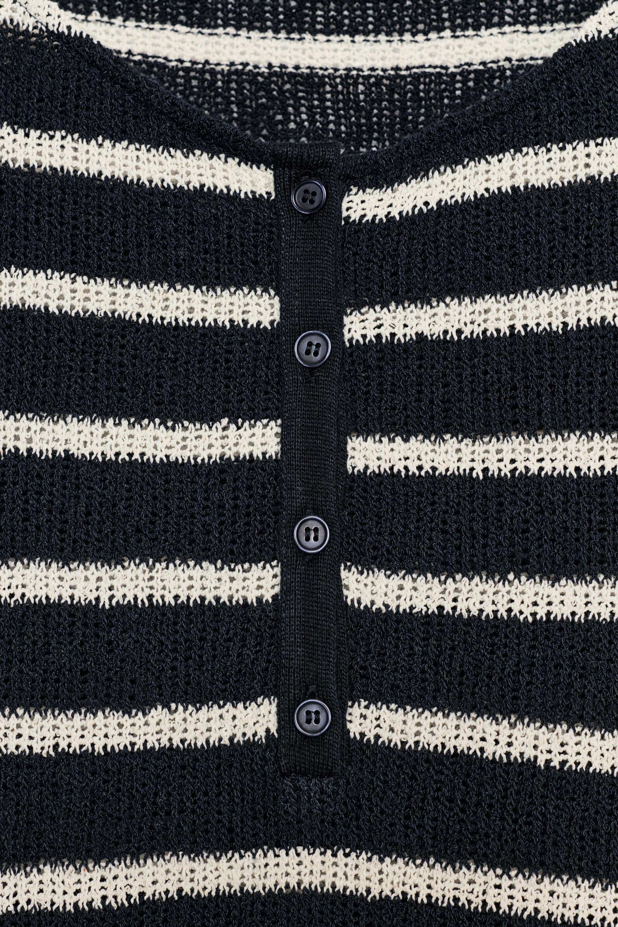 Женские футболки Zara STRIPED HENLEY T-SHIRT — фото 8