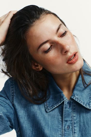 SHIRT-STYLE BODYSUIT WITH SHOULDER PADS - Blue by Zara - Image 2