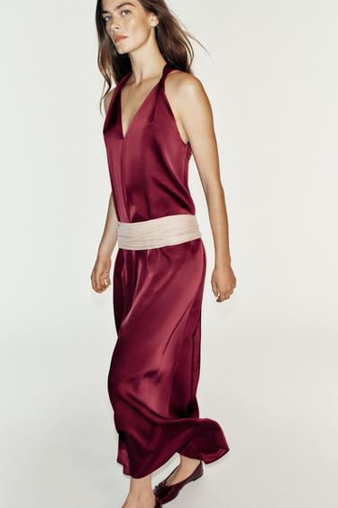 SATIN MAXI DRESS — Burgundy 2