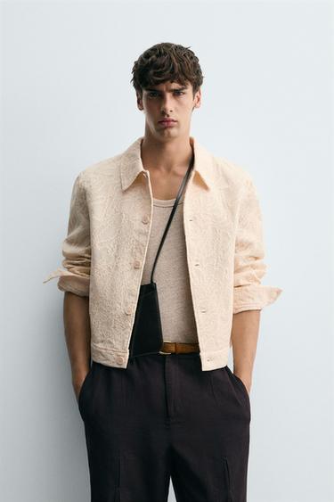 Zara CROCHET TEXTURED JACKET - Ecru