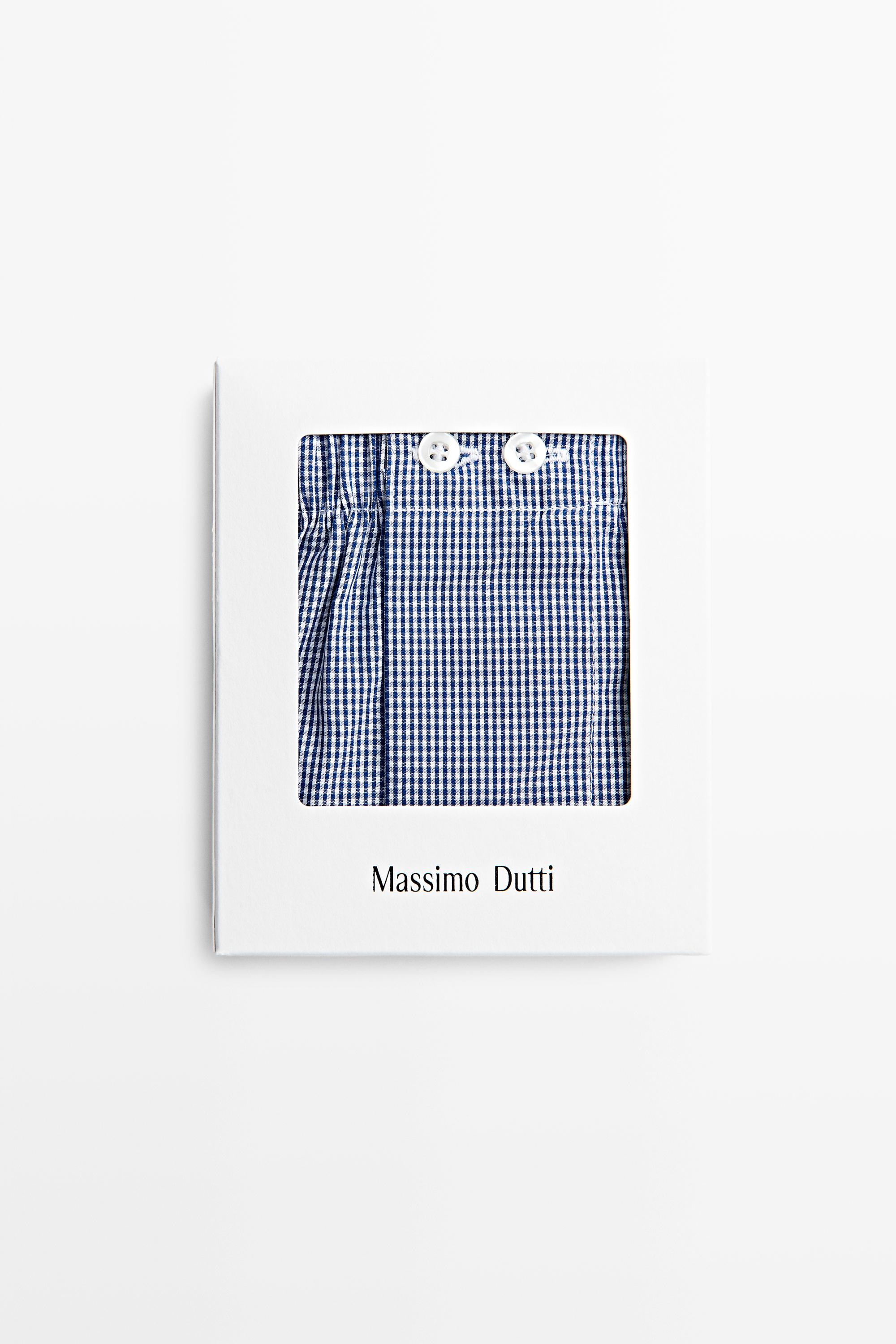 100% cotton micro-check boxers — Navy blue
