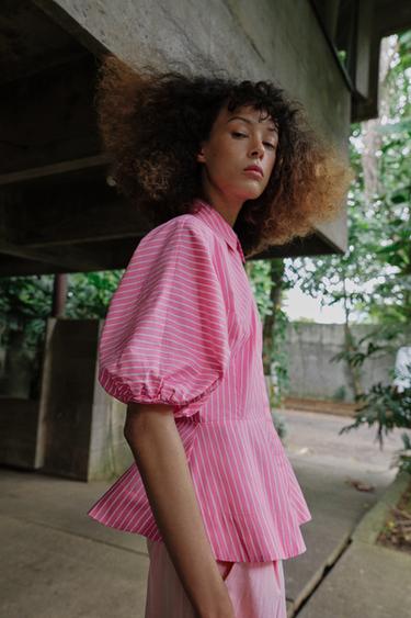 CHEMISE EN POPELINE À RAYURES - Rose de Zara - Image 3