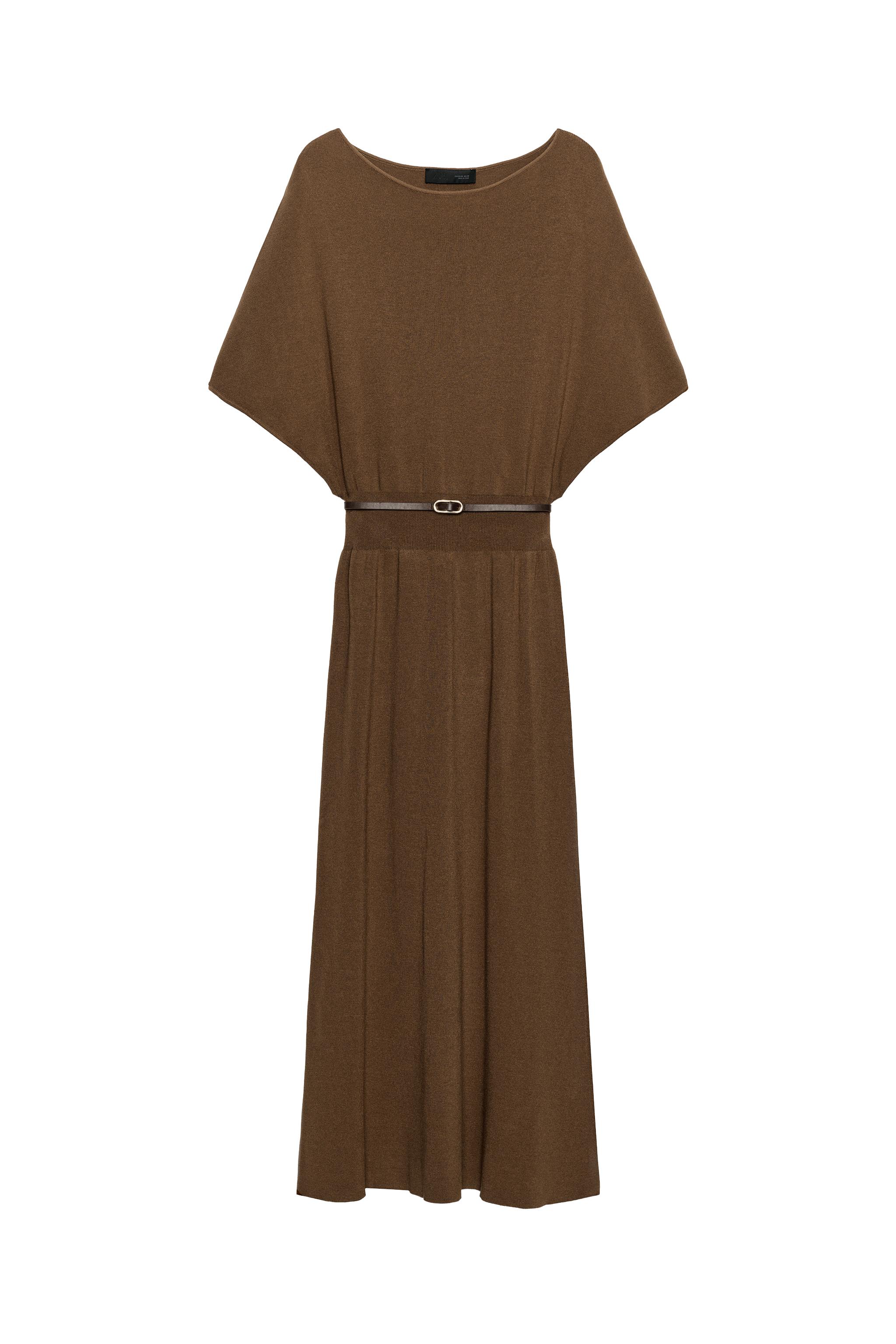 BELTED KNIT MIDI DRESS - Brown | ZARA United States BELTED KNIT MIDI DRESS - Brown | ZARA United States