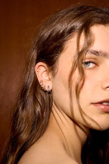 LOT MINI CRÉOLES À STRASS - Doré de Zara - Image 1