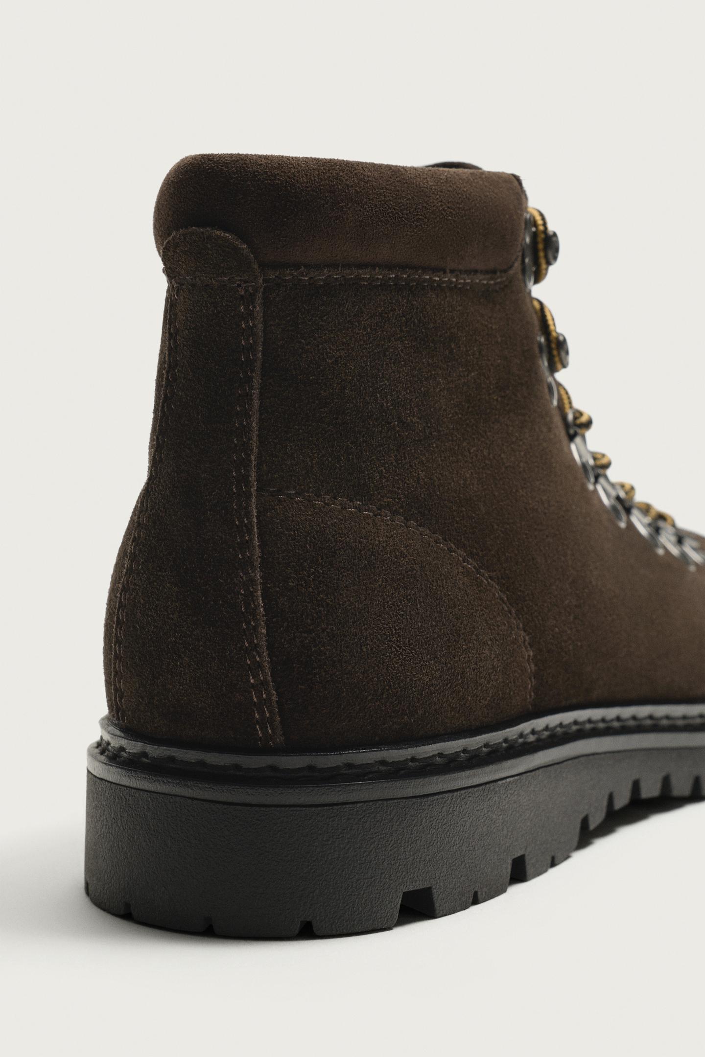 Мужские ботинки Zara Leather Hiking, цвет: Коричневый — фото 6