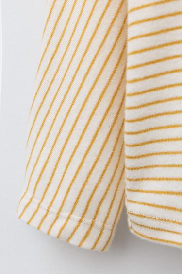 WOVEN STRIPE T-SHIRT - Ochre by Zara - Image 3
