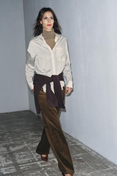 PANTALON CÔTELÉ LARGE ZW COLLECTION - Vert olive de Zara - Image 5