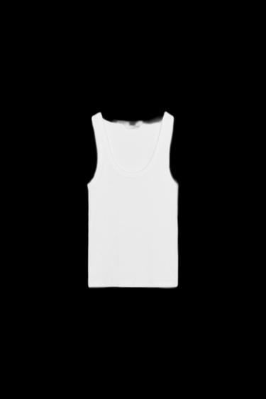 RIBBED STRAPPY TOP - White by Zara - Image 0