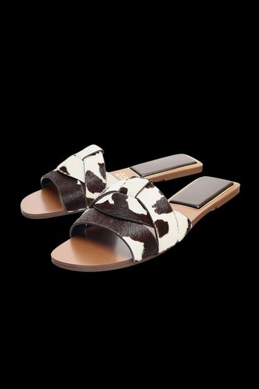 SANDALIA PLANA PIEL - Multicolor de Zara