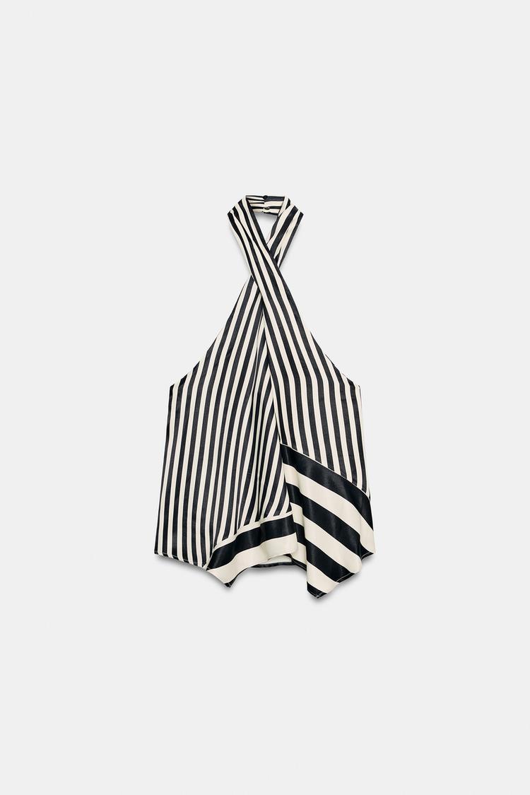 STRIPED HALTER TOP
