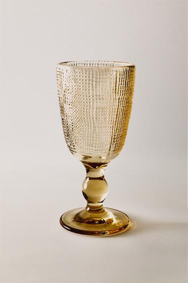 RAISED DESIGN WINE GLASS - Brown by Zara