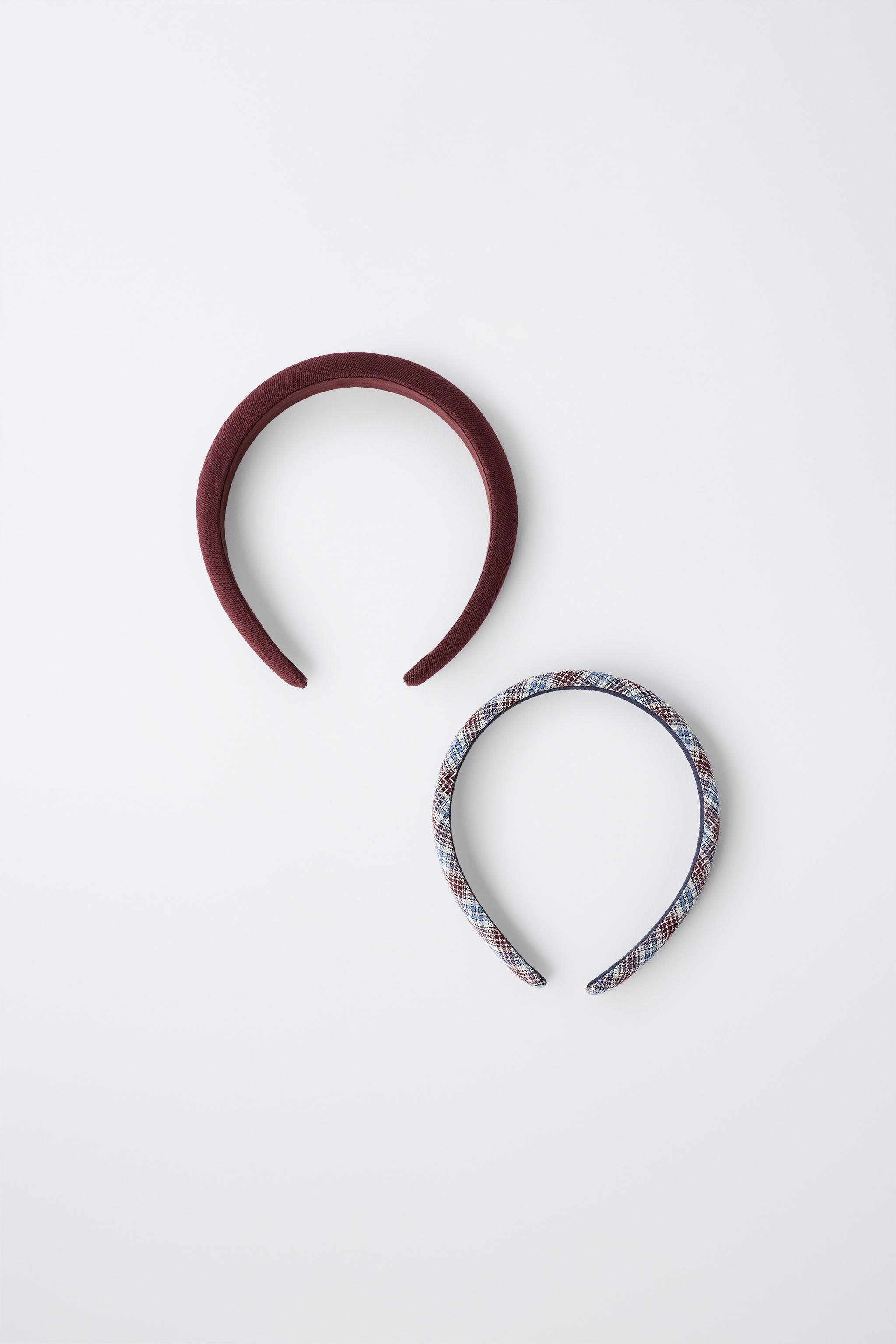 TWO-PACK PLAID AND SOLID HEADBANDS — Multicolored