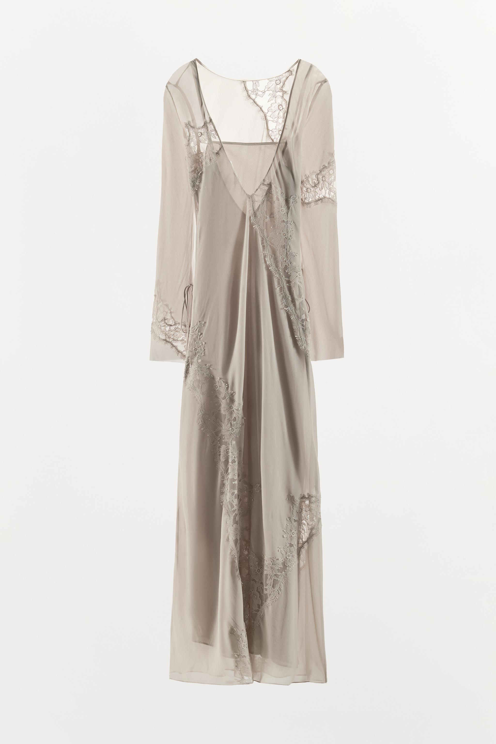 Zara İşlemeli Dantel Georgette Midi Elbise görsel 6