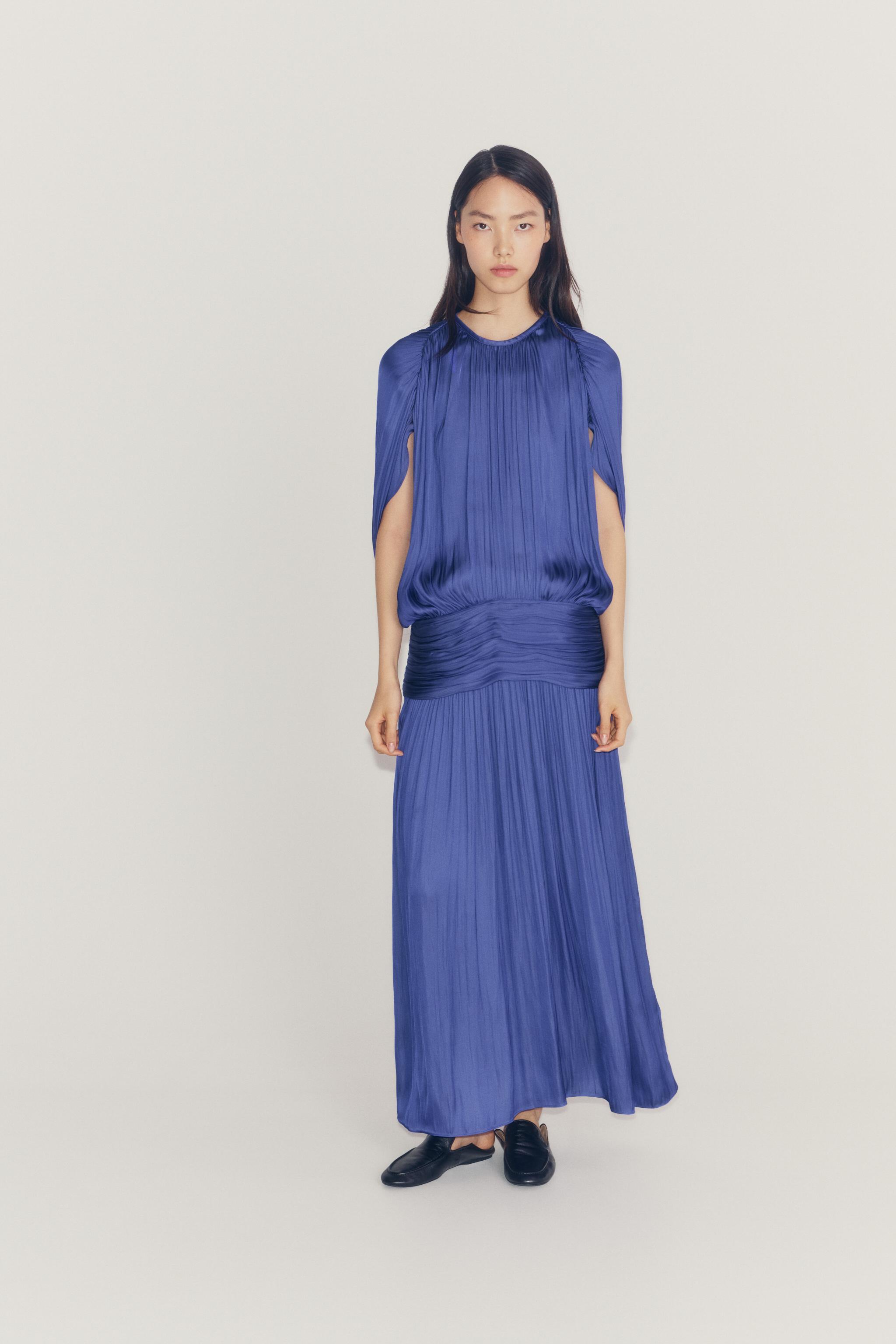 ZW COLLECTION DRAPED SASH DRESS — Electric blue