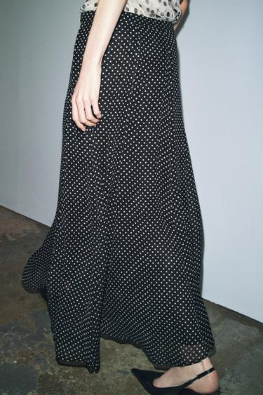 ZW COLLECTION POLKA DOT LONG SKIRT - Black / White by Zara - Image 3