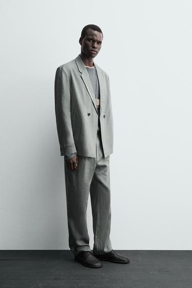 100% LINEN SUIT TROUSERS - washed green by Zara - Image 3
