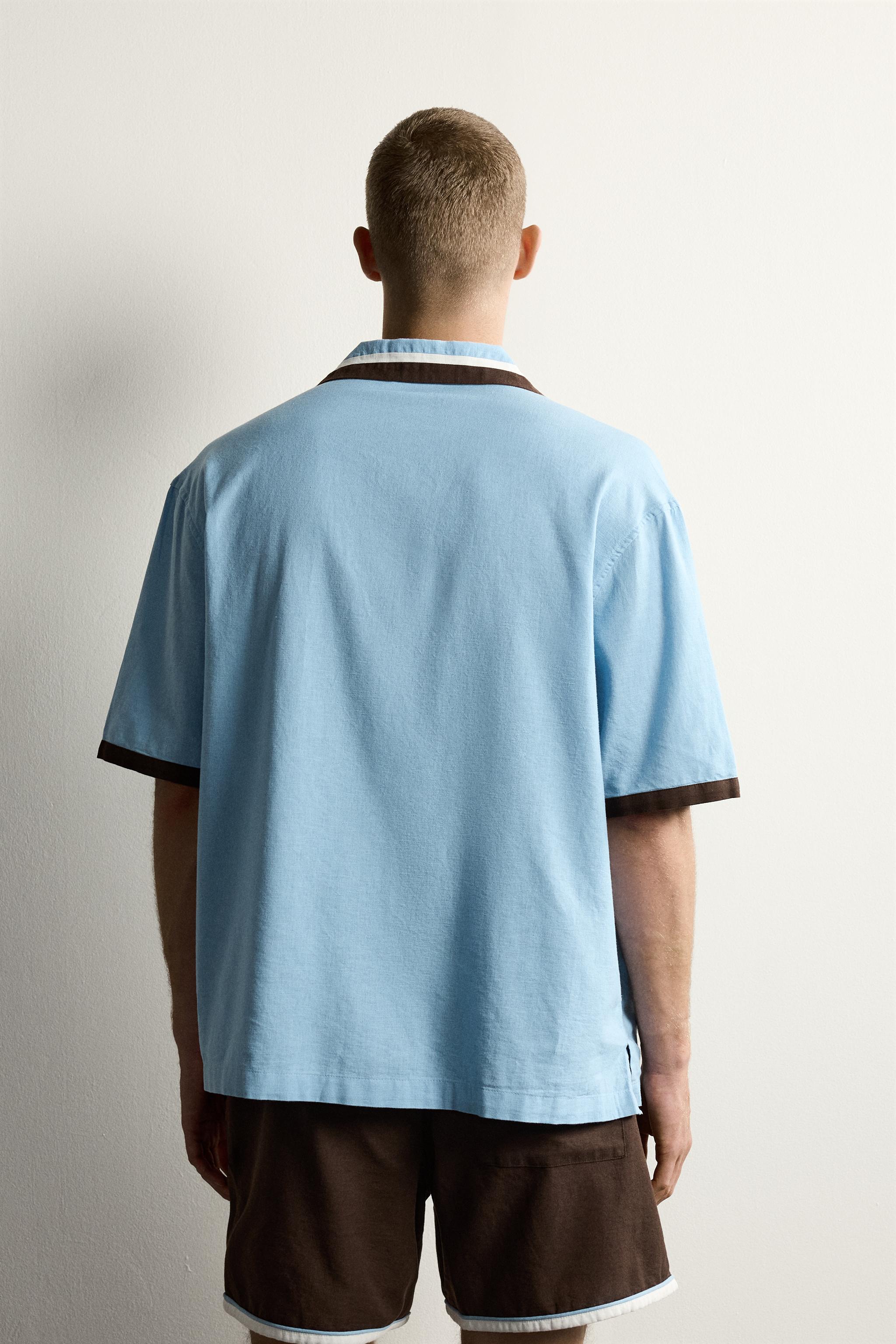 Мужские рубашки Zara SWIMMER EMBROIDERY RELAXED FIT SHIRT — фото 3