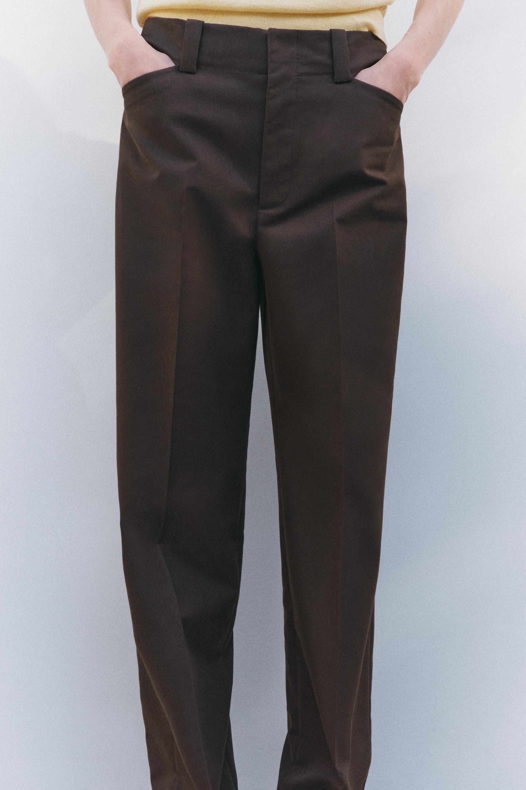 ZW COLLECTION STRAIGHT CHINO PANTS - Dark brown | ZARA
