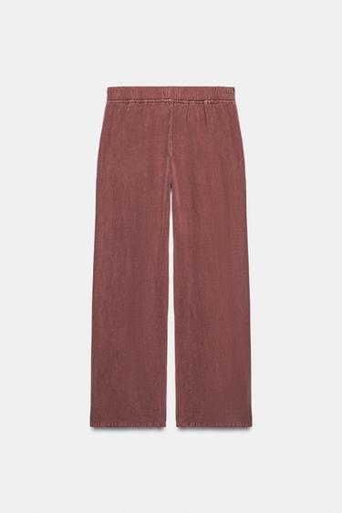 PANTALON FLUIDE À CORDONS - Bordeaux de Zara - Image 5