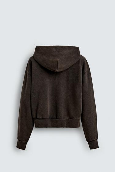 CROPPED FIT HOODIE - Brown by Zara - Image 7