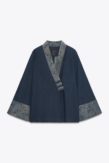 JACQUARD DENIM-EFFECT KIMONO - Blue by Zara - Image 8
