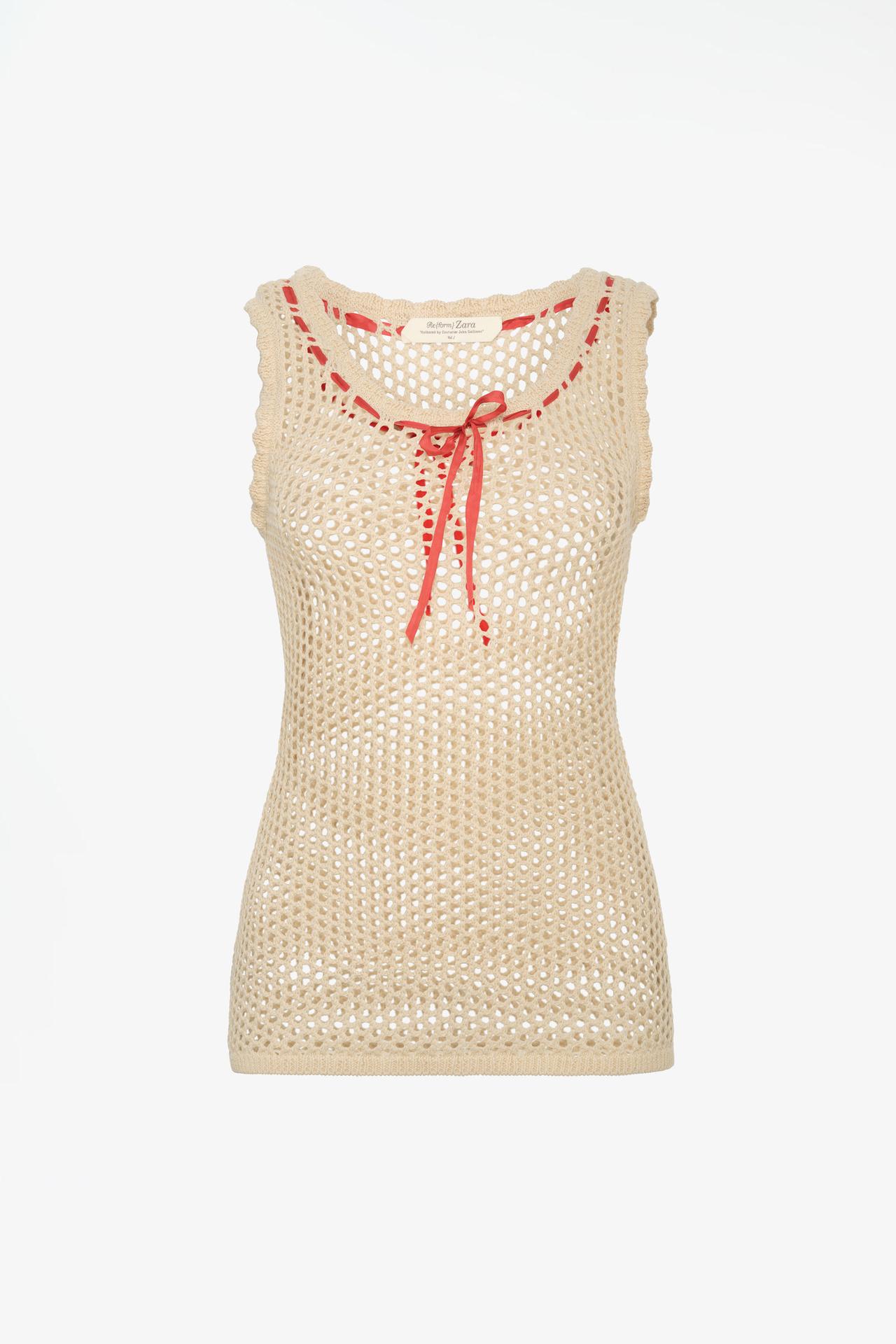 LIMITED EDITION BOW KNIT TANK TOP — Ecru