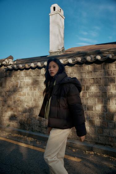 WATER REPELLENT WINDPROOF 숏 패딩 아노락 - Zara 브라운