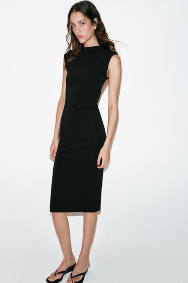 Zara STRETCH MIDI DRESS - Black