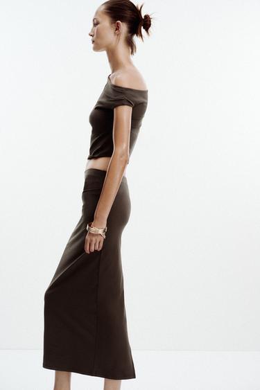 TOP ASYMÉTRIQUE TEXTURÉ - Marron de Zara - Image 3