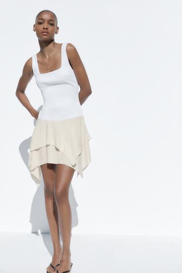 KOMBINIERTES KLEID - Cremefarben / Weiß von Zara - Bild 0