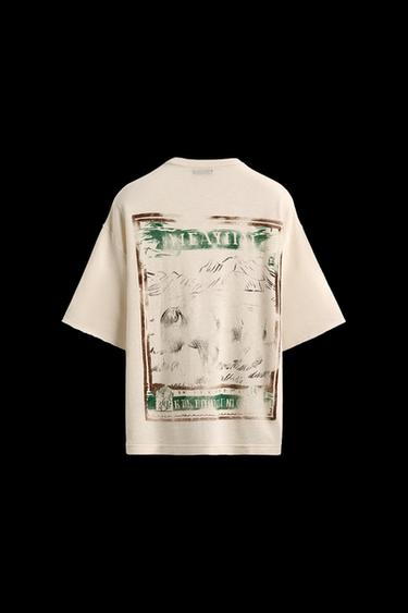 CAMISETA PUNTO ESTAMPADO LAVADO - Crudo de Zara - Imagen 0