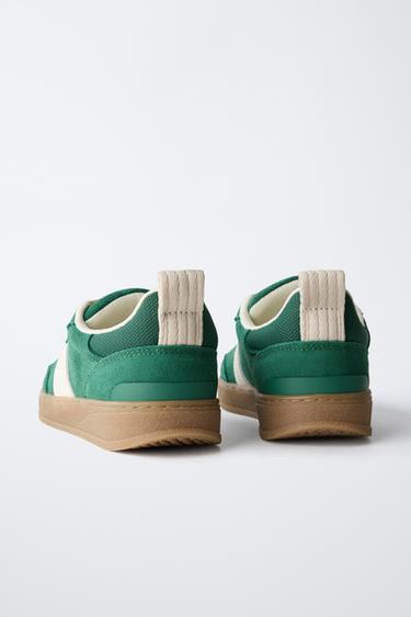 LEATHER DETAIL PLIMSOLLS - Green by Zara - Image 5
