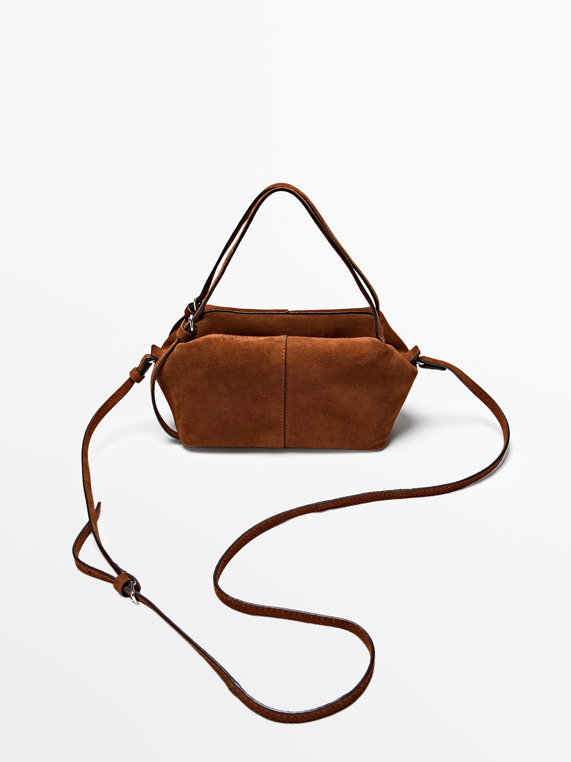 Split leather mini satchel bag