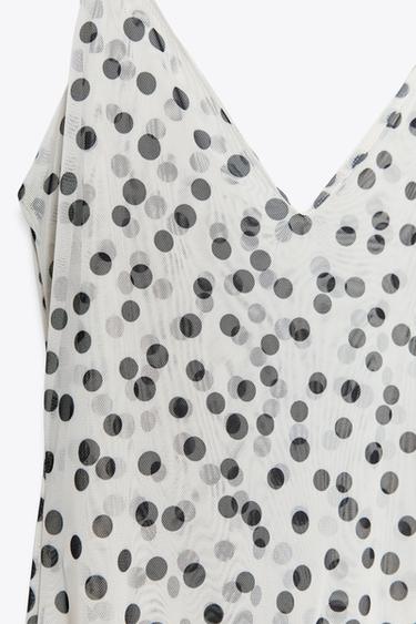 ROBE LONGUE À POIS - Blanc / Noir de Zara - Image 7