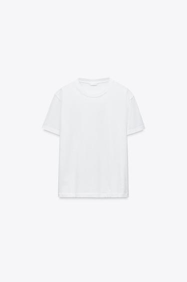 تيشرت قطن بيزيك - أبيض by Zara