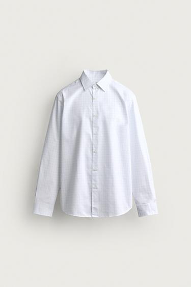REGULAR FIT CHECK SHIRT - White by Zara