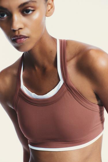 TOP DE SPORT EFFET DOUBLE - Rose moyen de Zara - Image 1