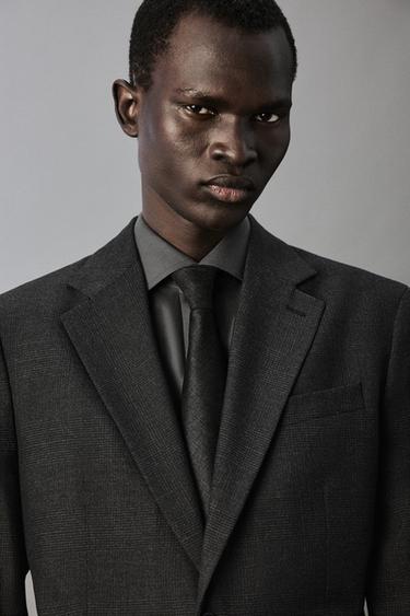 VESTE DE COSTUME STRUCTURÉE À CARREAUX - Gris anthracite de Zara - Image 6