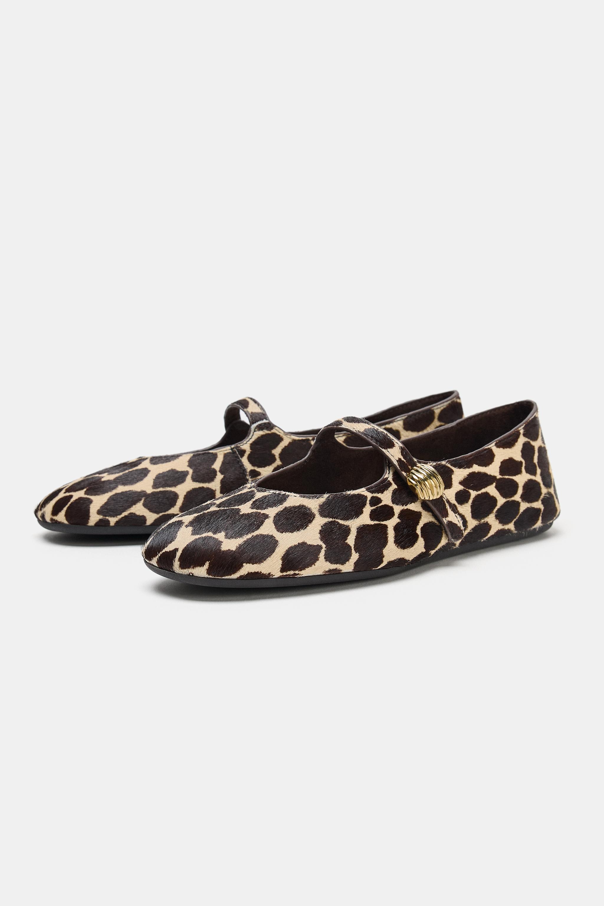 PRINTED LEATHER BALLET FLATS - Multi-color | ZARA United States
