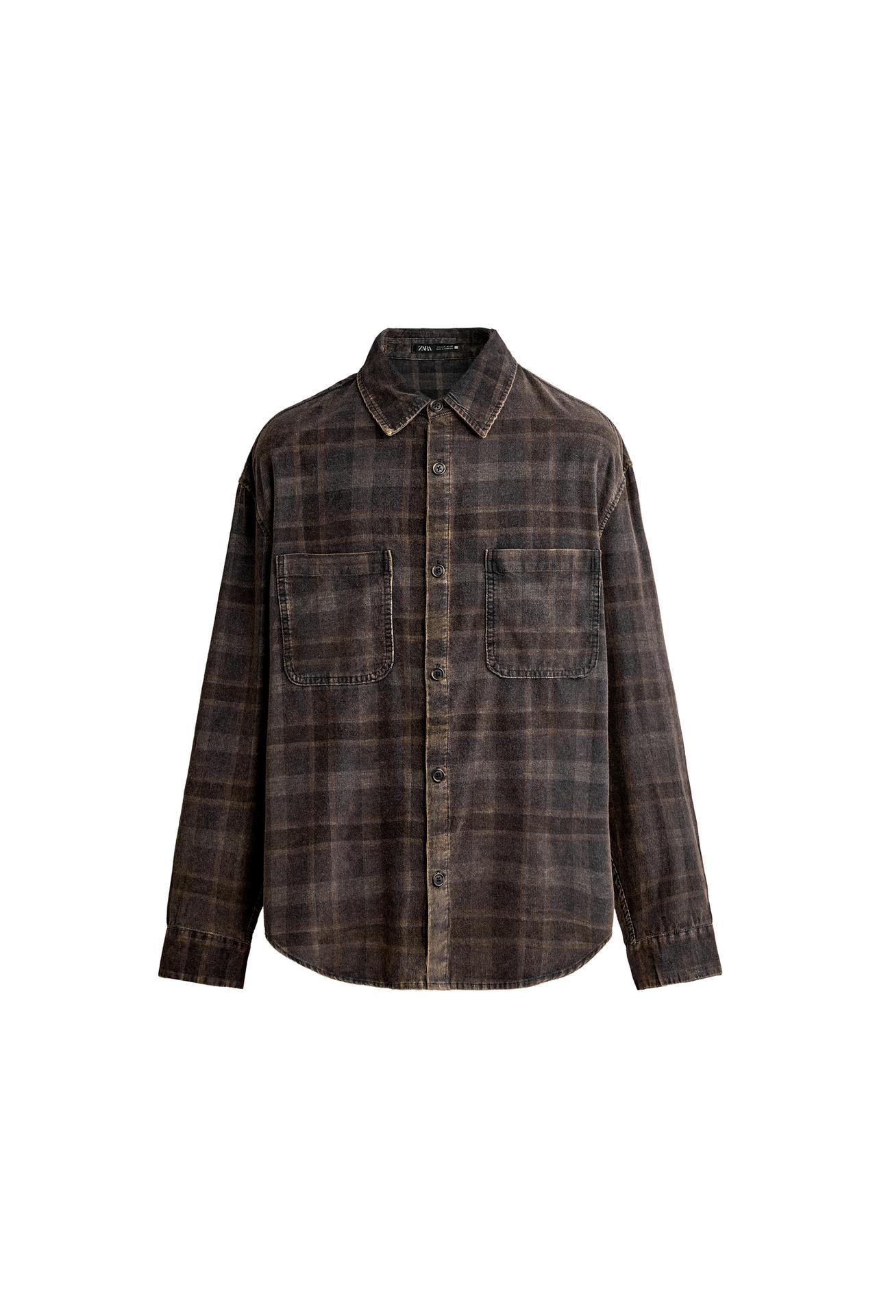 WASHED CHECK CORDUROY SHIRT