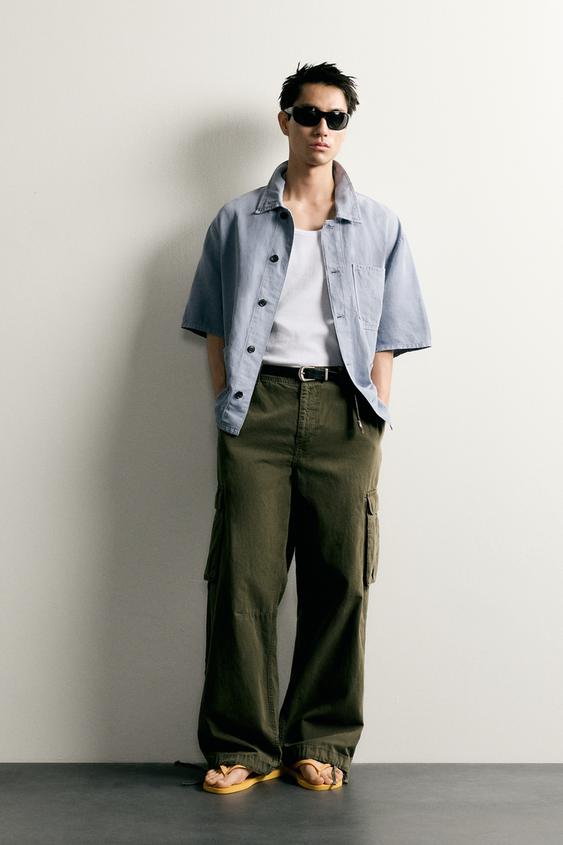 WASHED COTTON/LINEN OVERSHIRT - Sky blue by Zara - Image 0