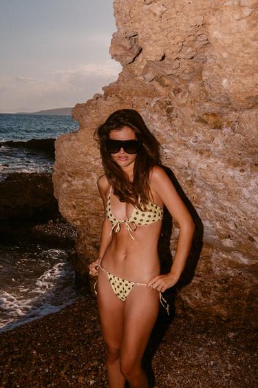 TOP BIKINI IMPRIMÉ À POIS - Jaune de Zara - Image 1