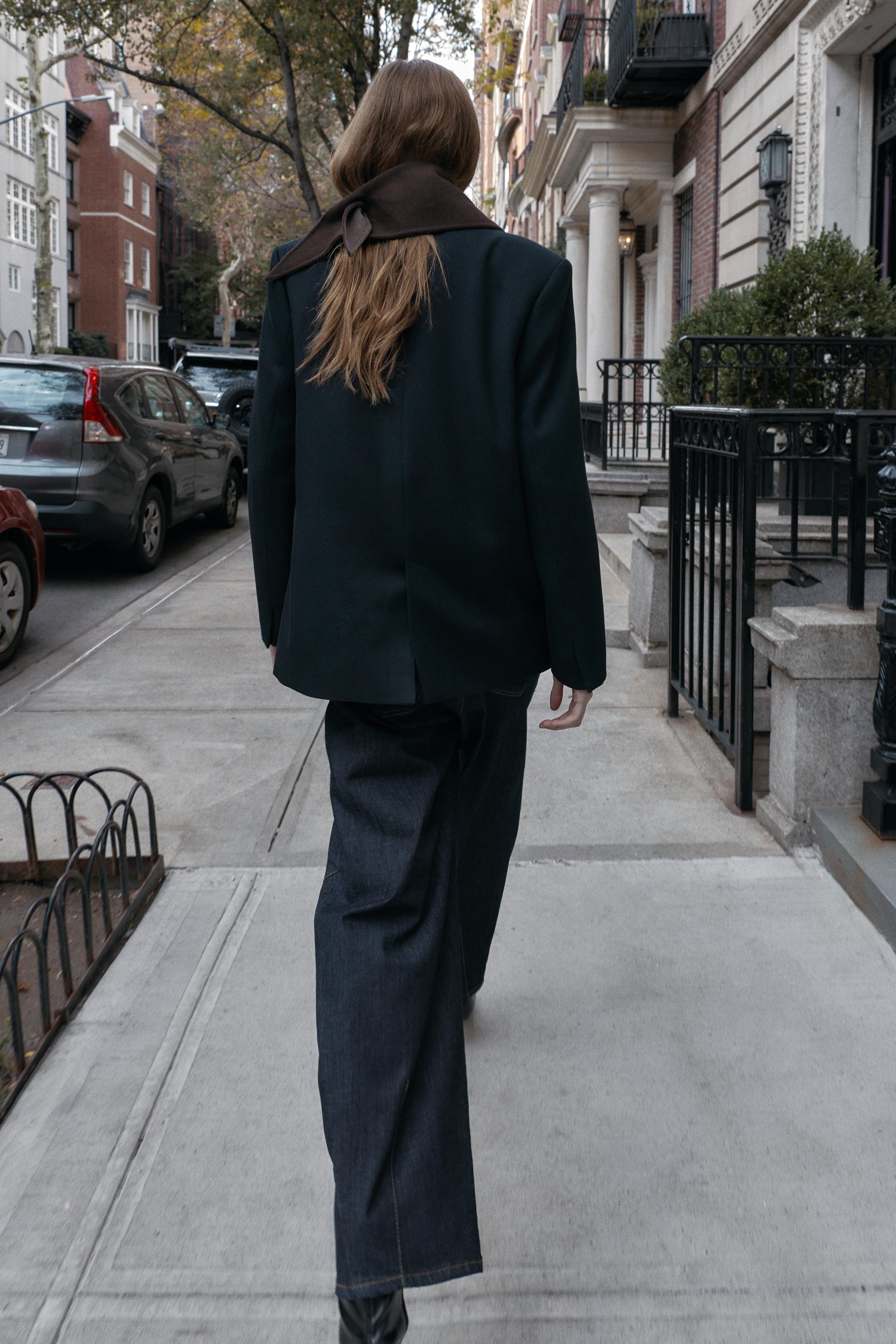 OVERSIZE DOUBLE-BREASTED TWILL BLAZER