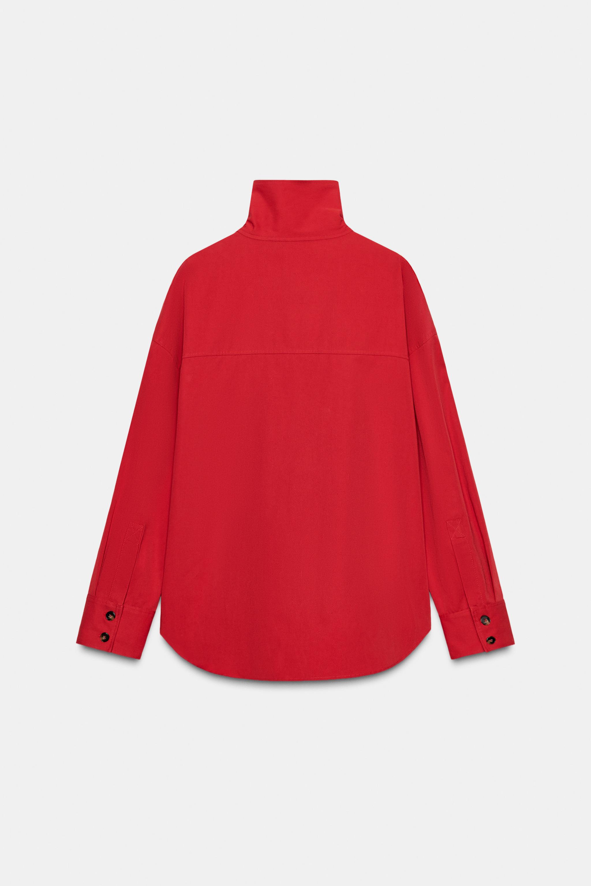 HIGH-NECK WRAP SHIRT - Red | ZARA South Africa