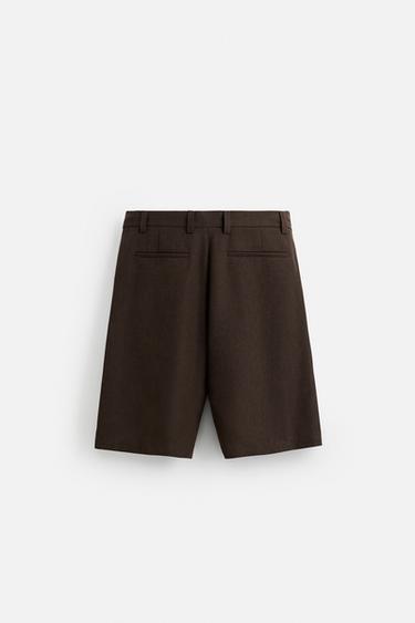 TEXTURED BERMUDA SHORTS WITH PLEATS - Brown by Zara - Image 6