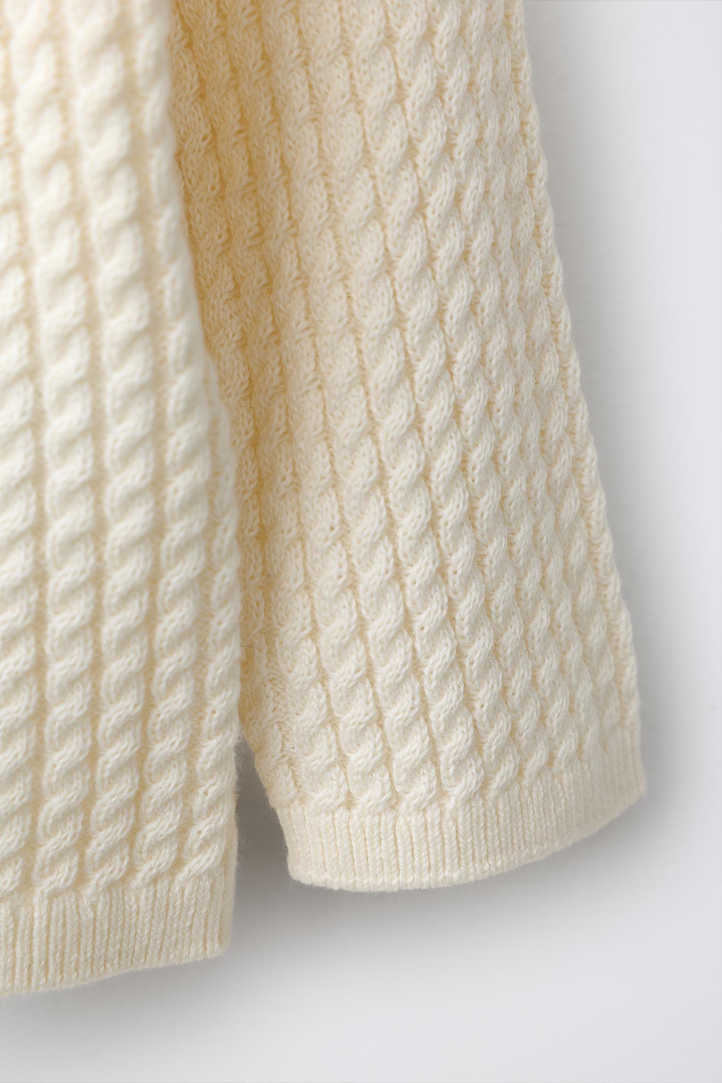 Детский свитер Zara Mini Cable Knit, цвет: Экрю — фото 3